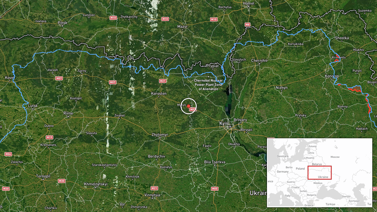 Liubychiv, Zhytomyr Oblast, Ukraine — Drone Transit location map