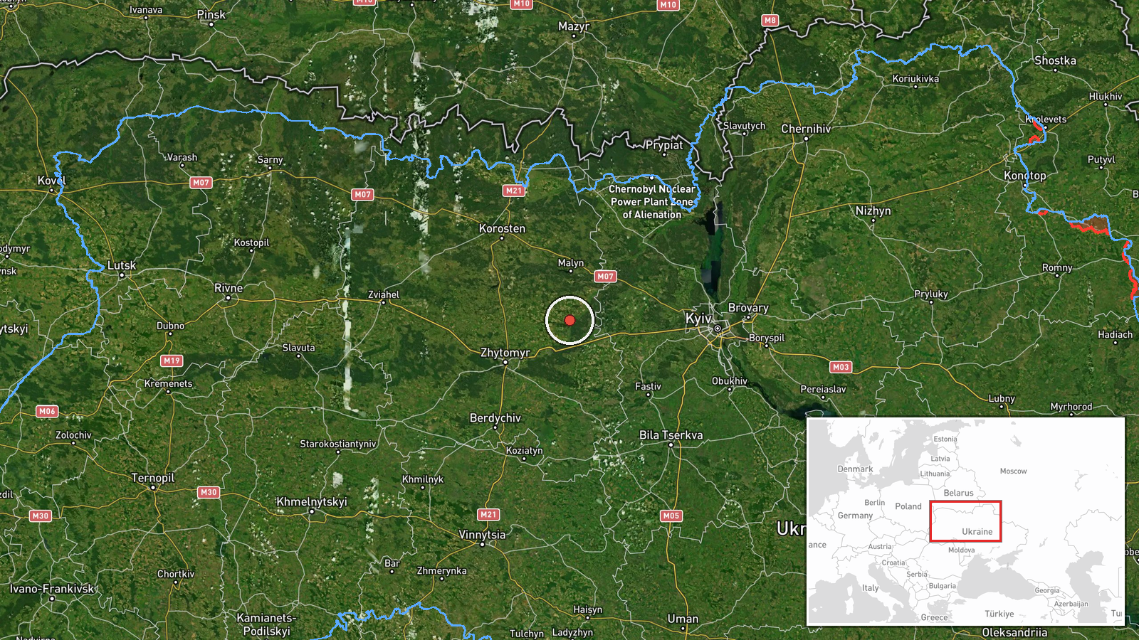 Radomyshl, Zhytomyr Oblast, Ukraine — Drone Transit location map