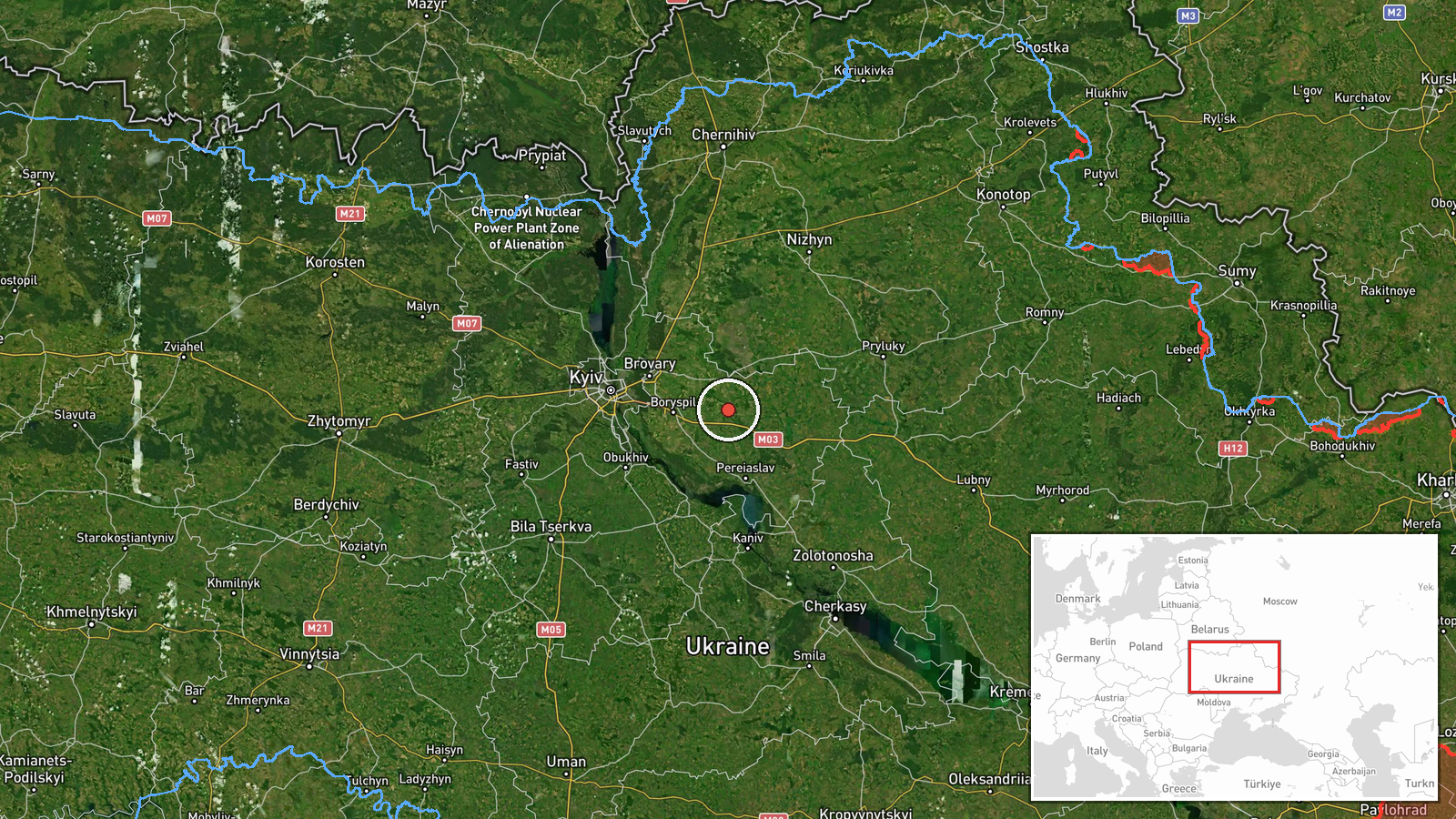 Baryshivka, Kyiv Oblast, Ukraine — Drone Transit location map