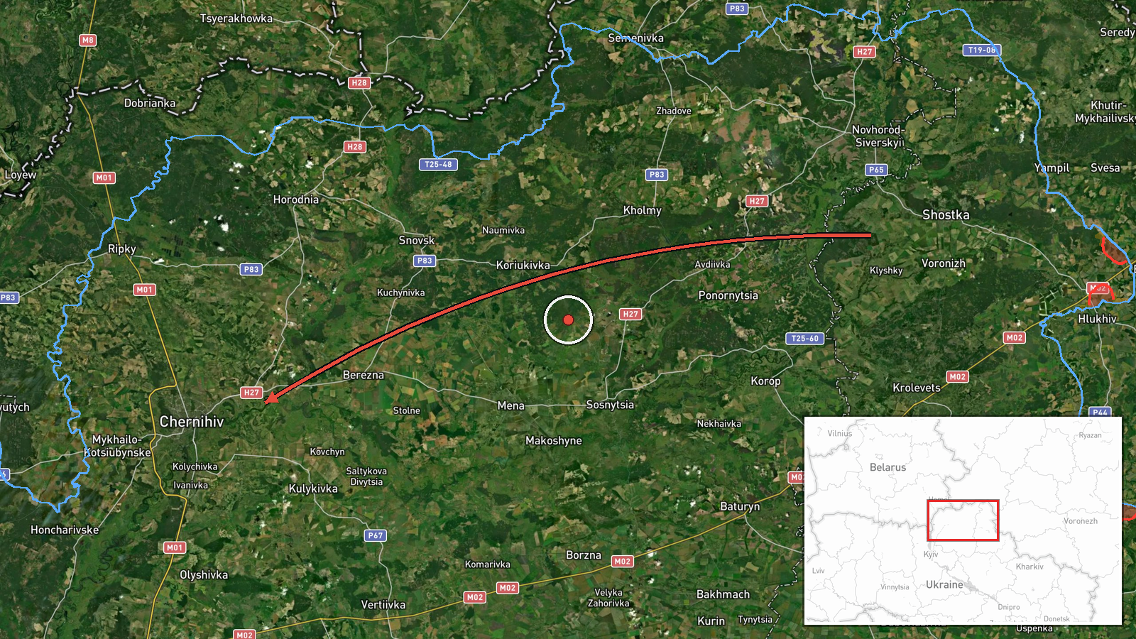 Chernihiv Oblast, Ukraine — Drone Transit location map