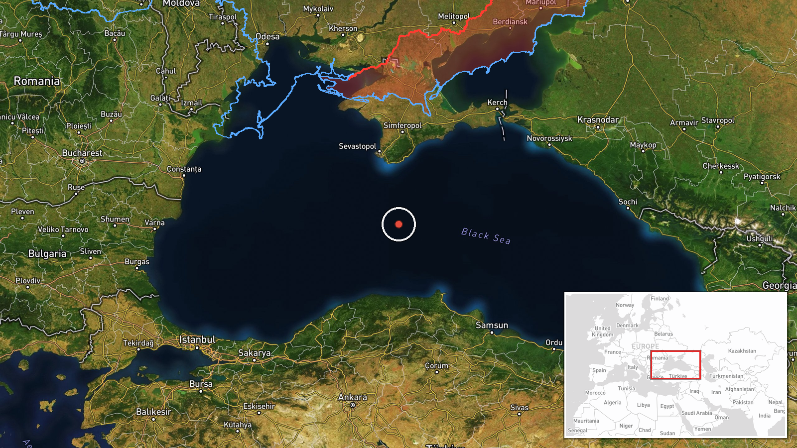 Black Sea, Ukraine — Cruise Missile location map