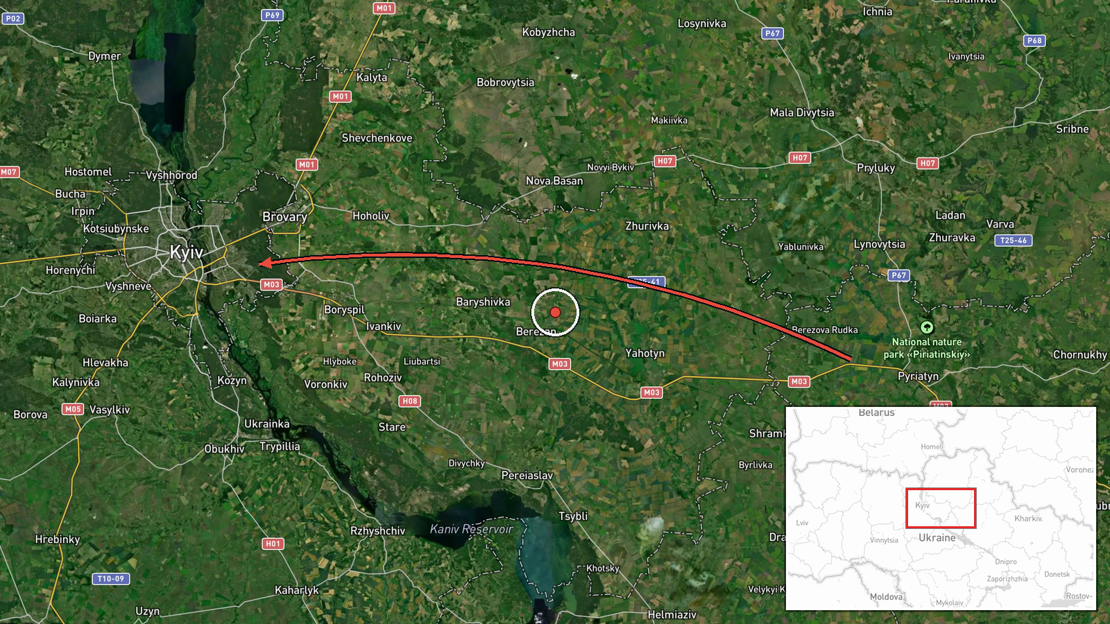Kyiv Oblast, Ukraine — Cruise Missile location map