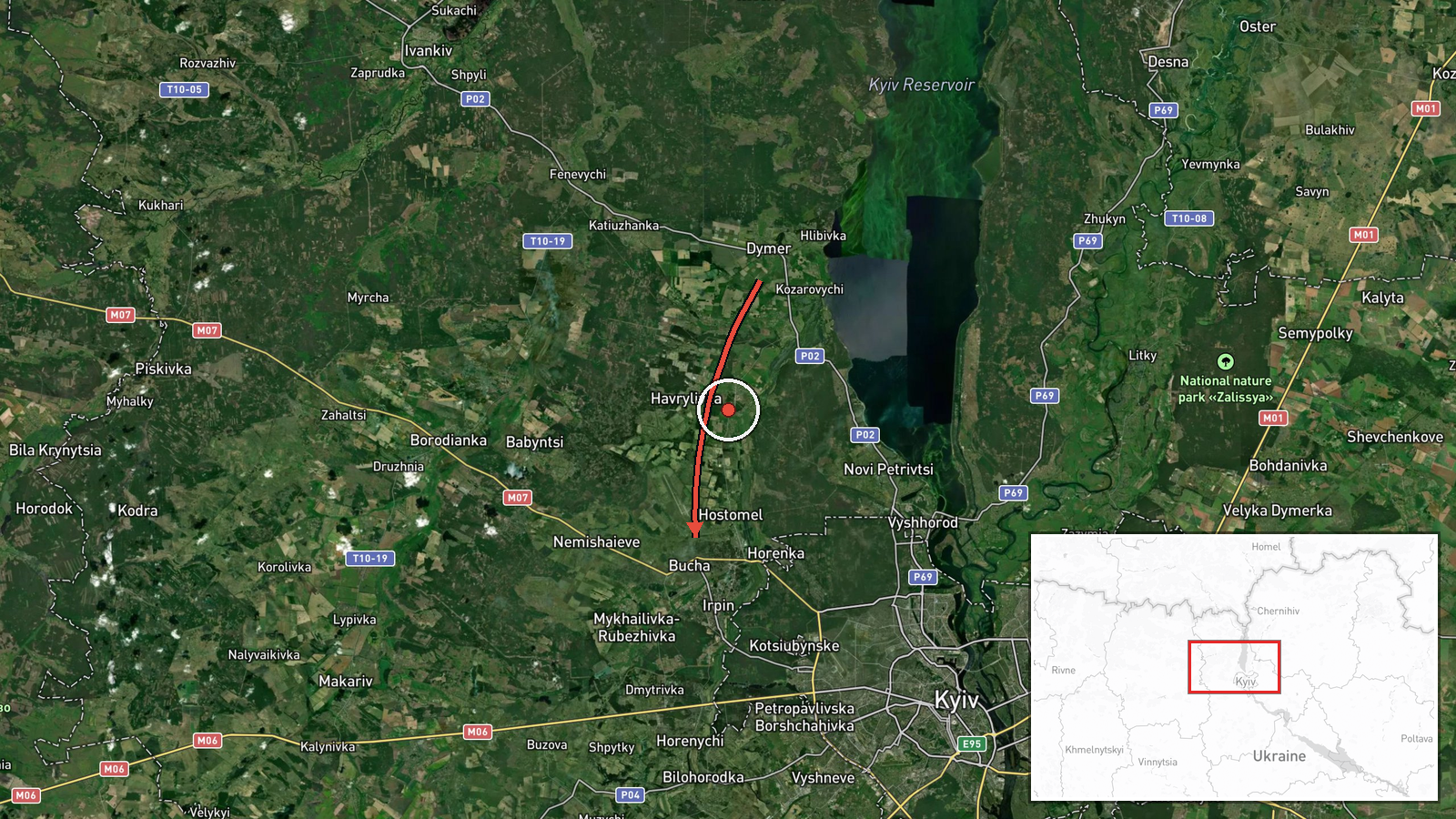 Bucha, Ukraine — Drone Transit location map