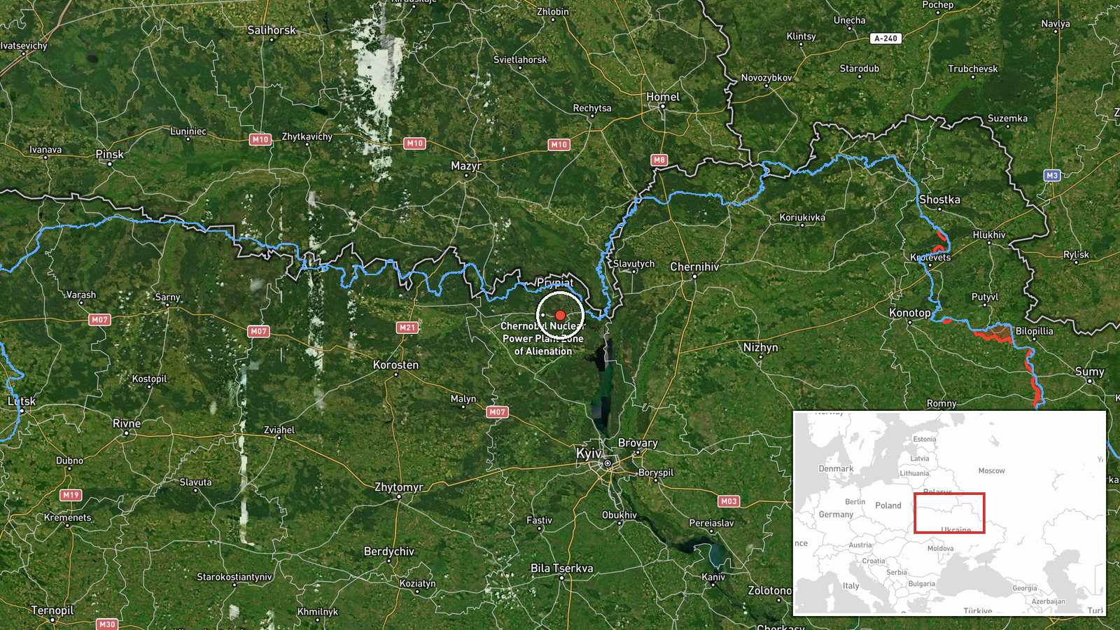 Chornobyl Exclusion Zone, Ukraine — Drone Transit location map