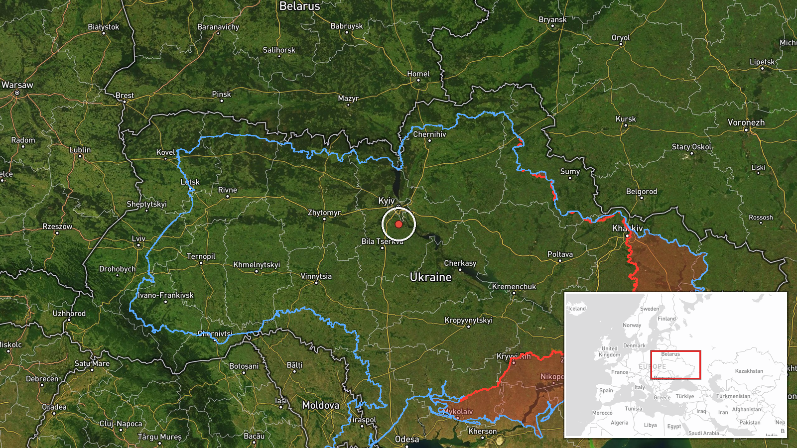 south of Kyiv, Ukraine — Drone Transit location map