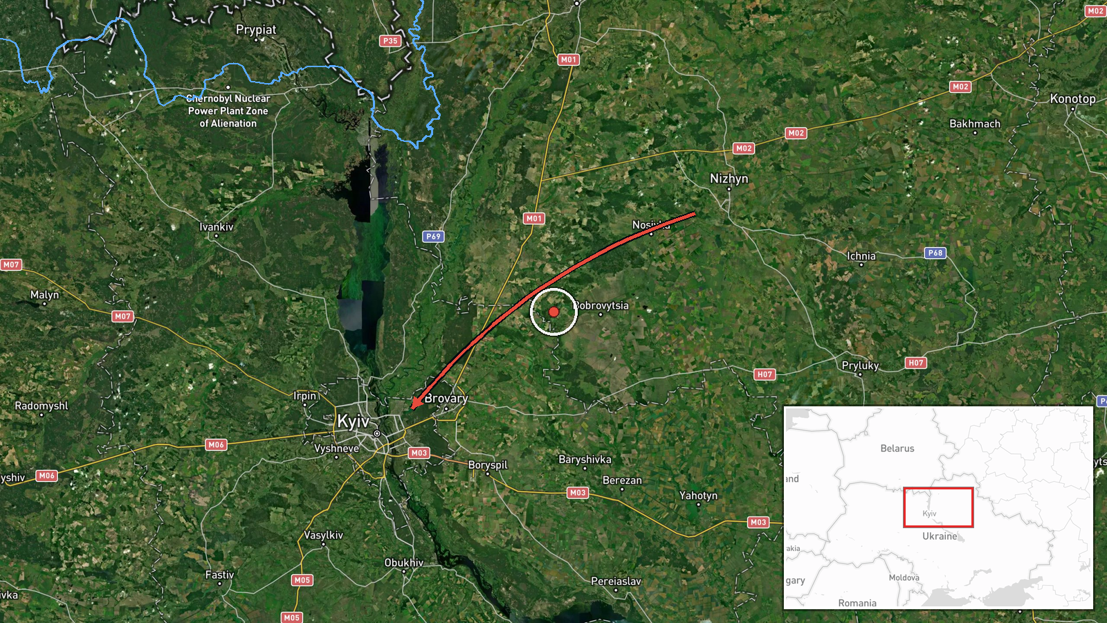 Kyiv, Ukraine — Cruise Missile location map