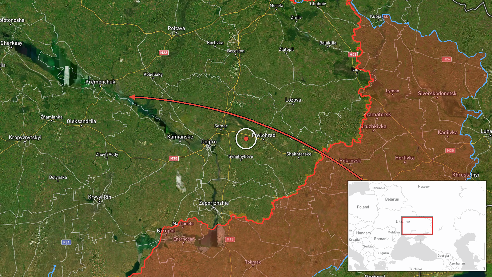 Kremenchuk district, Ukraine — Drone Transit location map