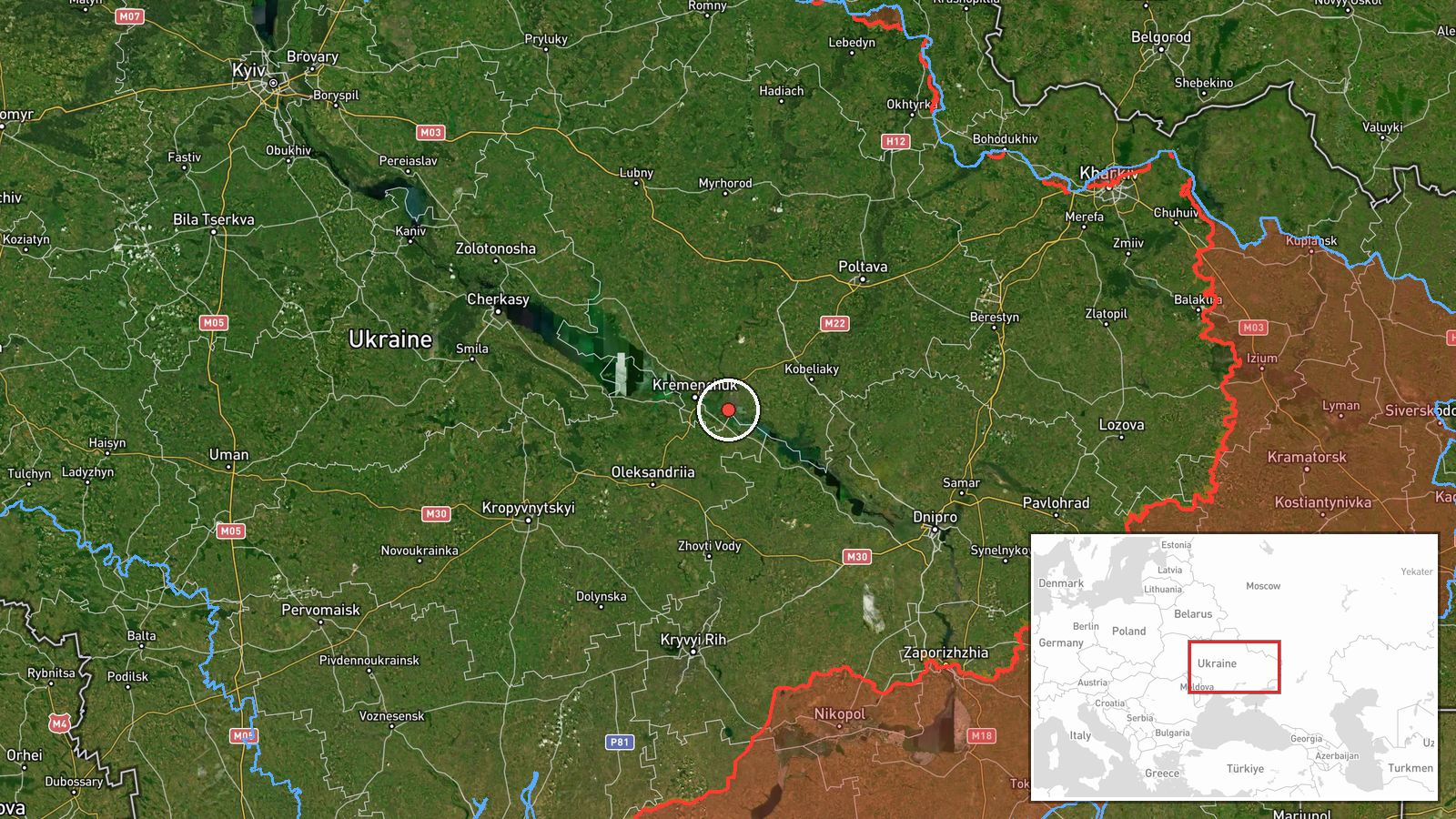 Horishni Plavni, Ukraine — Drone Transit location map