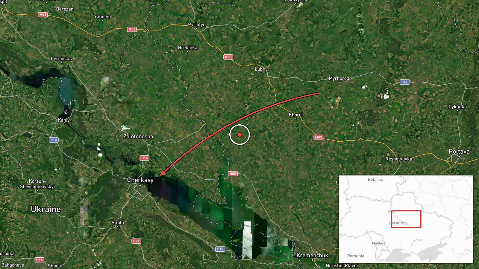 Cherkasy Oblast, Ukraine — Cruise Missile location map