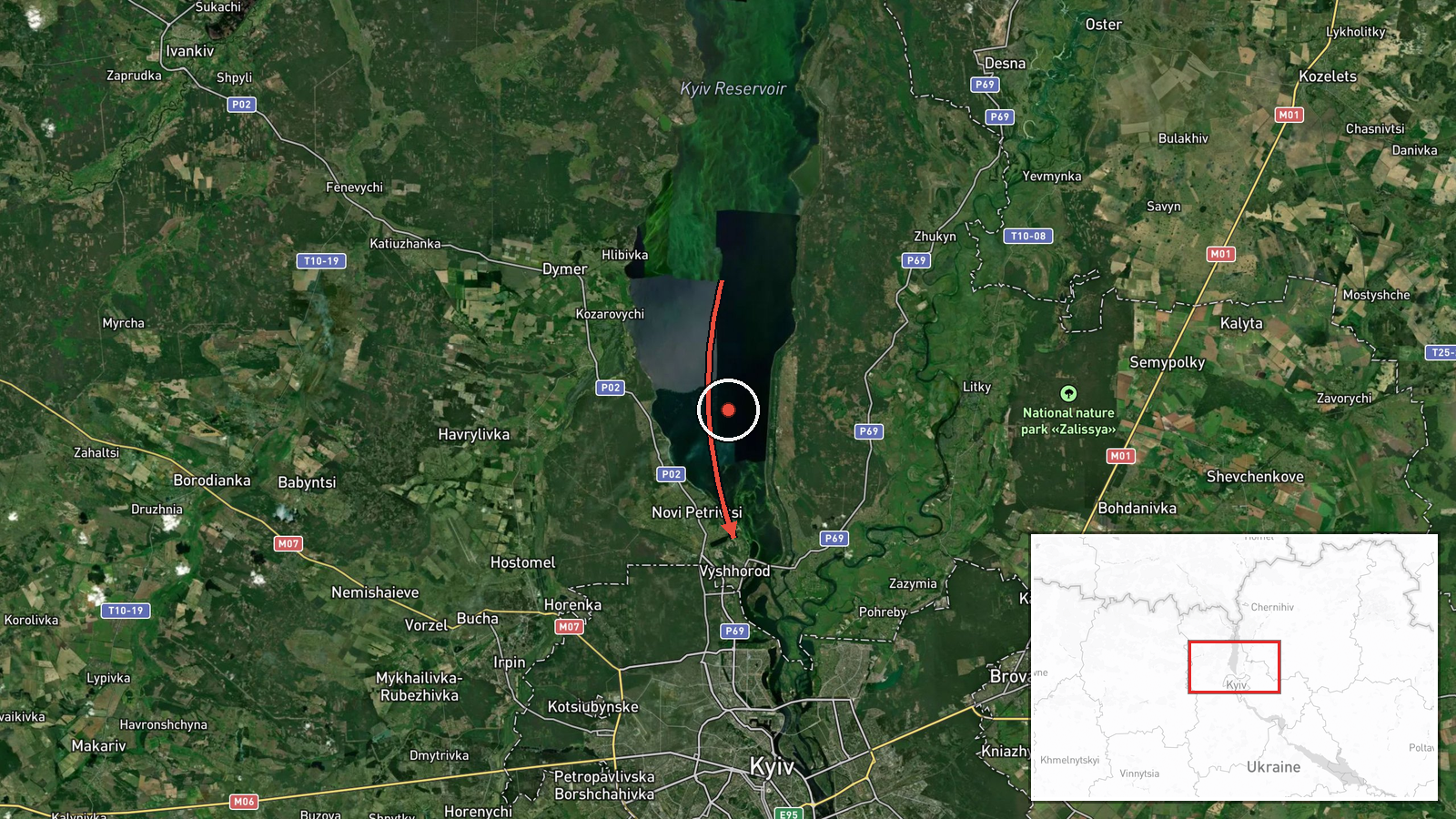 Vyshhorod, Ukraine — Cruise Missile location map