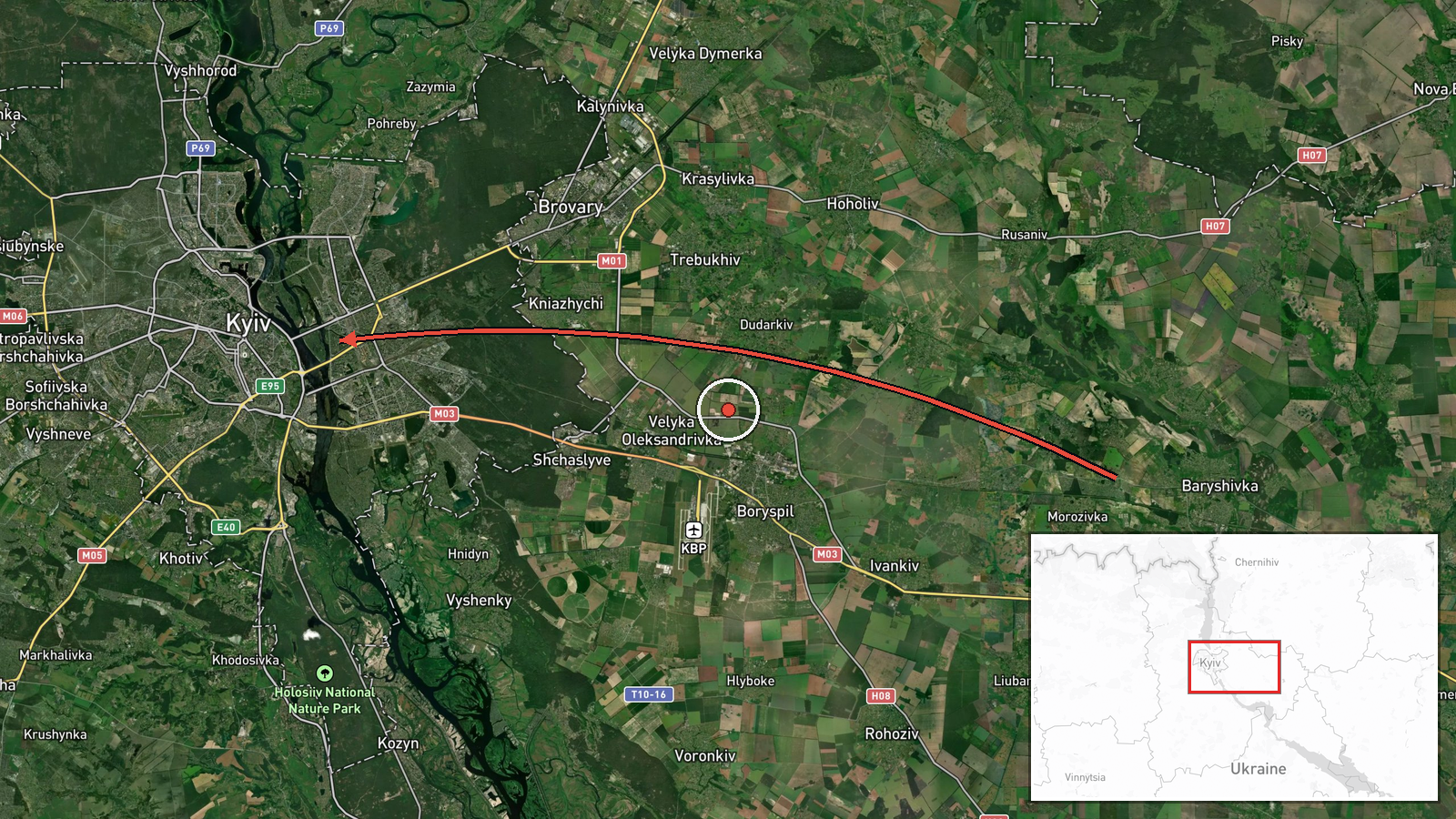 Kyiv, Ukraine — Cruise Missile location map