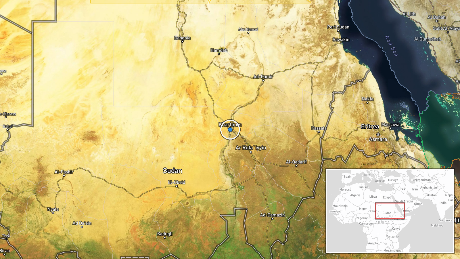 Sudan (location not reported) — Military Exercise location map