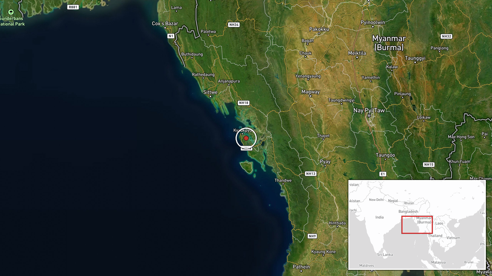 Rakhine State, Myanmar — Combat location map