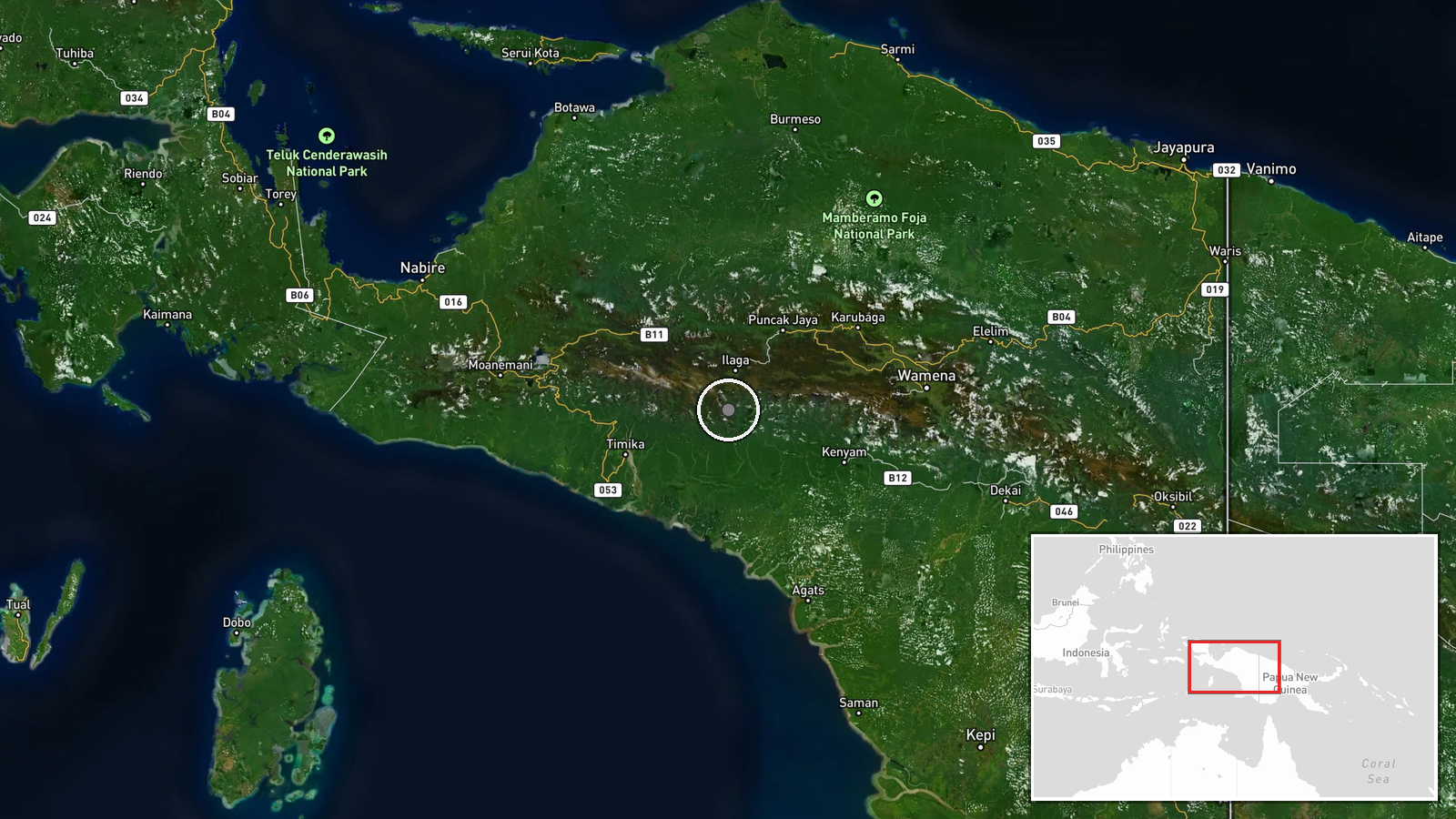 Jila District, Mimika Regency, Papua, Indonesia — Combat location map