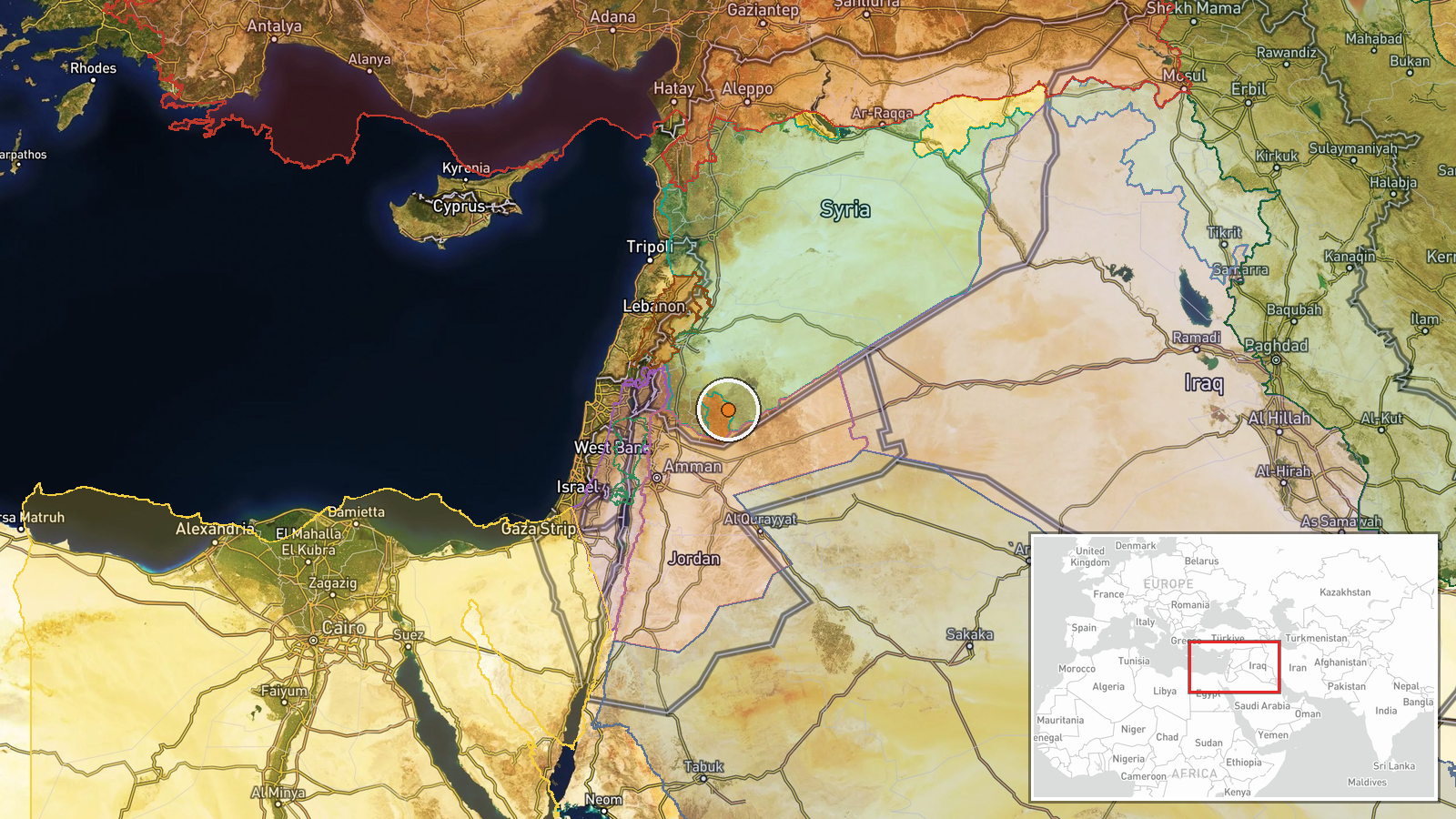 Jabal Bashan, Sweida, Syria — Report location map