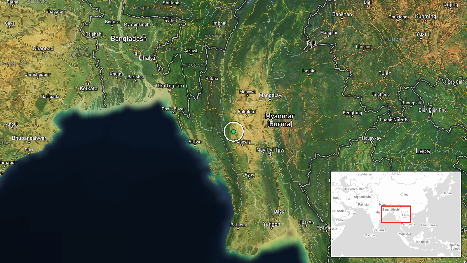 Near Nanthabaik, Sagaing, Myanmar (front line, estimated) — FPV Drone location map