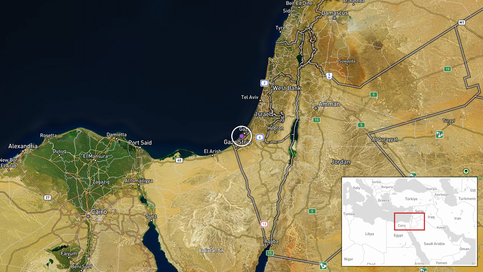 Austrian Cemetery, Khan Younis, Gaza Strip, Palestine — Security location map