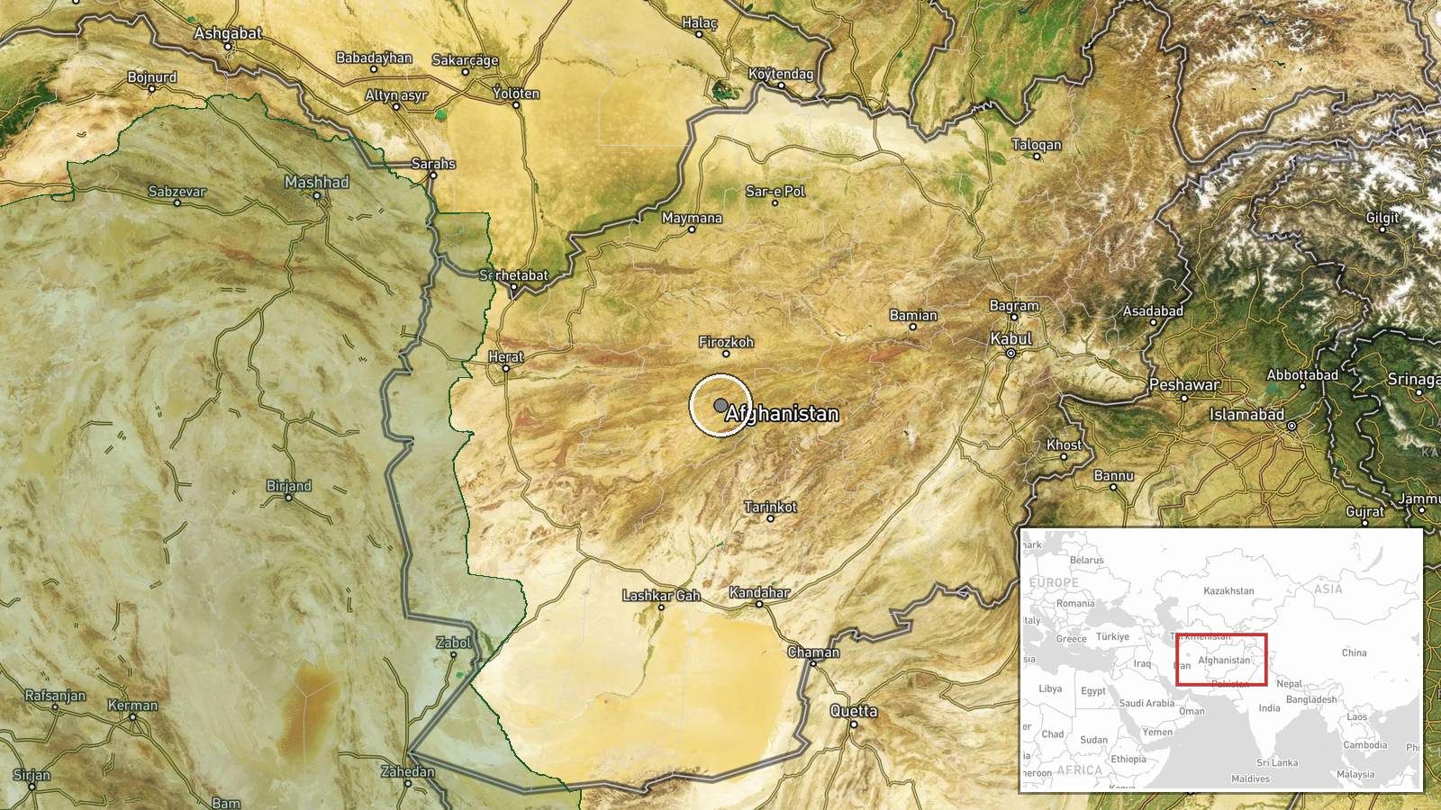 Asadabad, Kunar Province, Afghanistan — Artillery location map