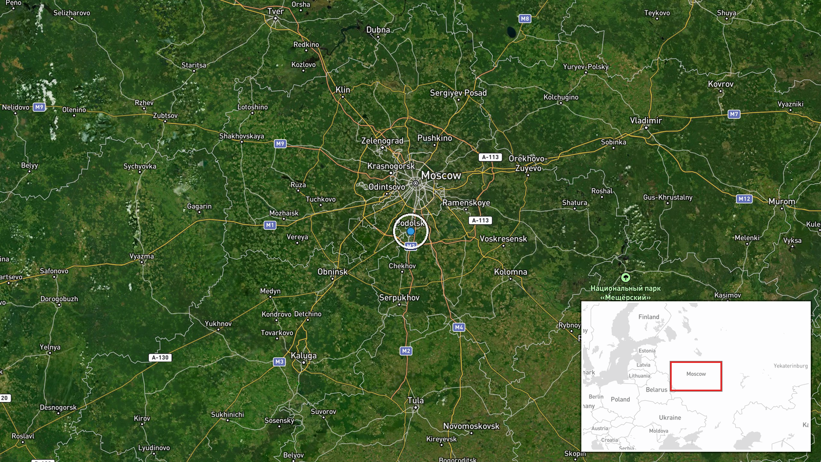 Podolsk, Moscow Oblast, Russia — UAS Strike location map