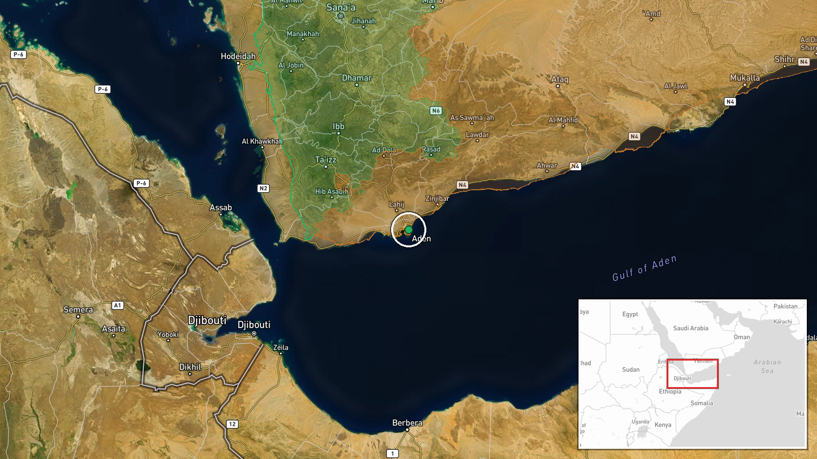 Aden International Airport, Aden, Yemen — Ballistic Missile location map
