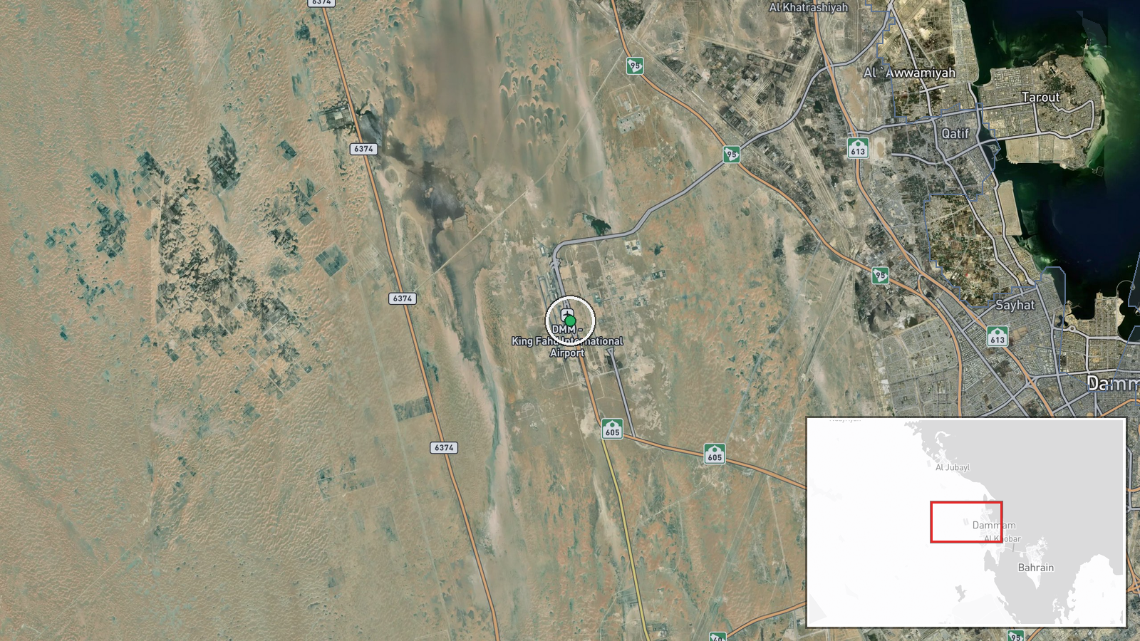 King Fahd International Airport, Dammam, Eastern Province, Saudi Arabia — Ballistic Missile location map