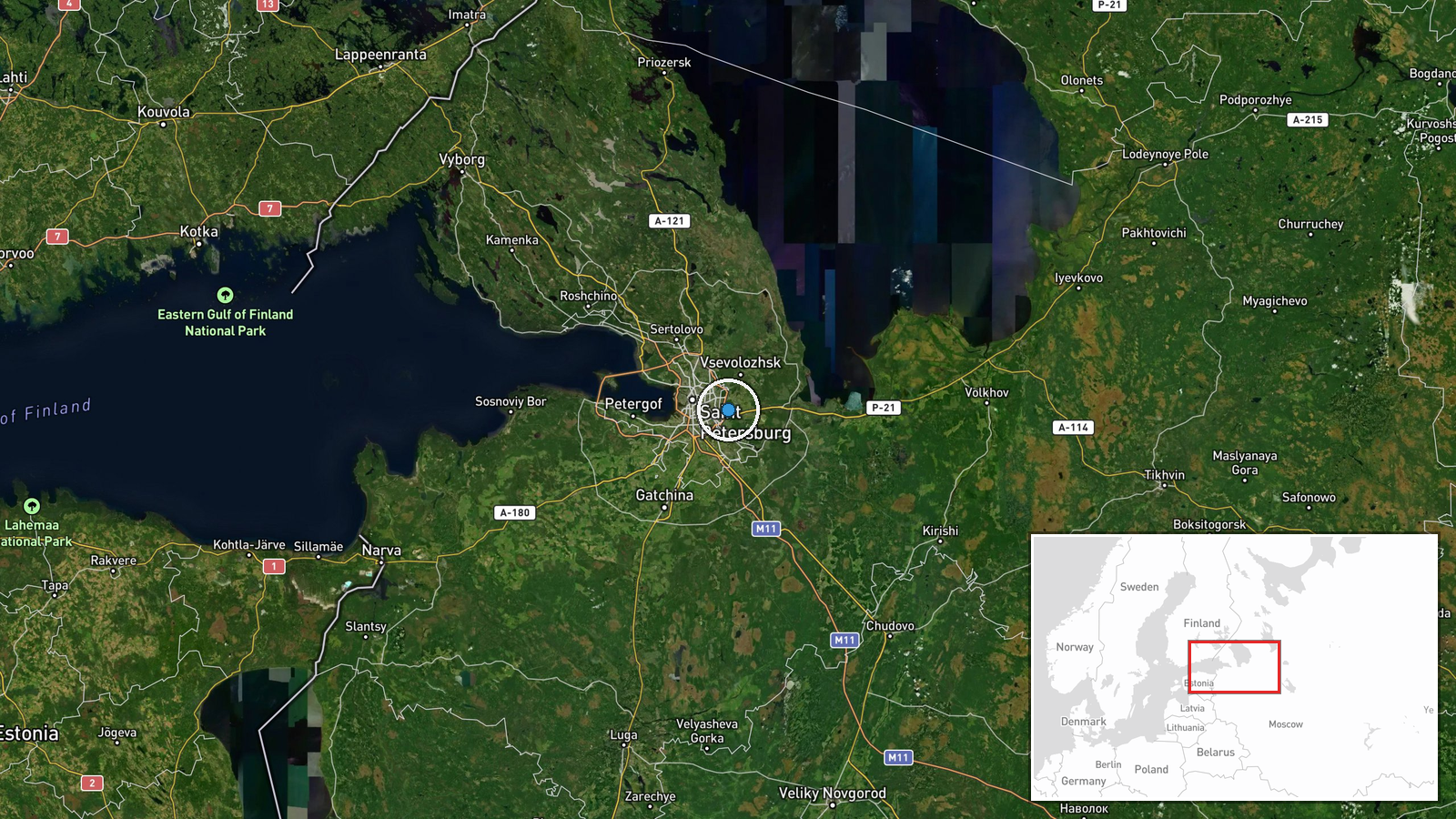 VK data centre, Leningrad Oblast, Russia — UAS Strike location map