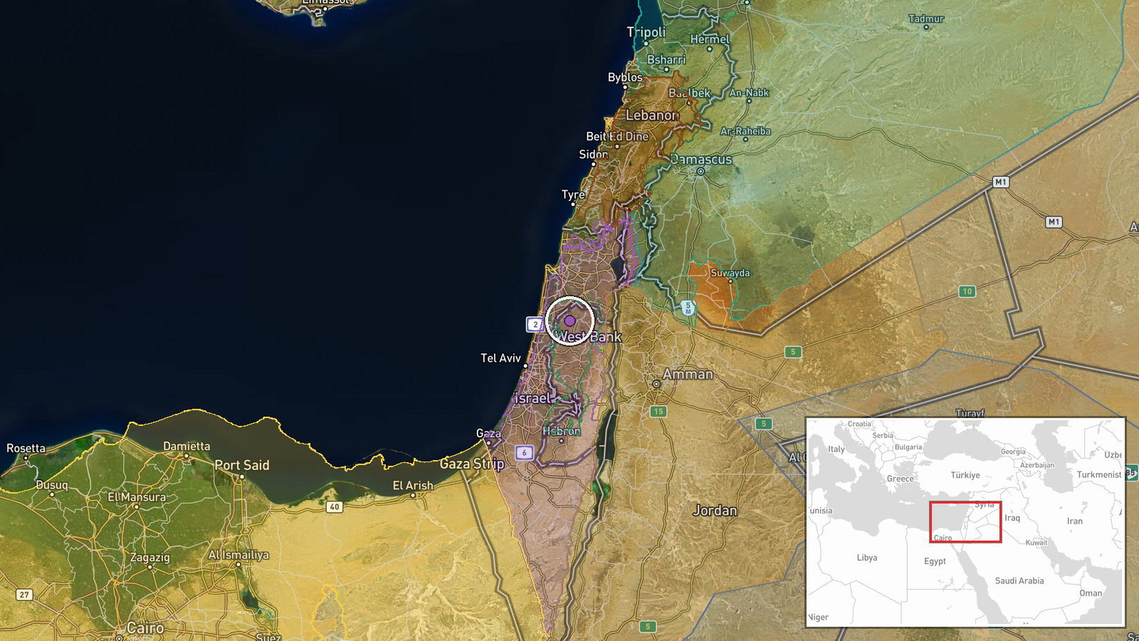 West Bank — Combat location map