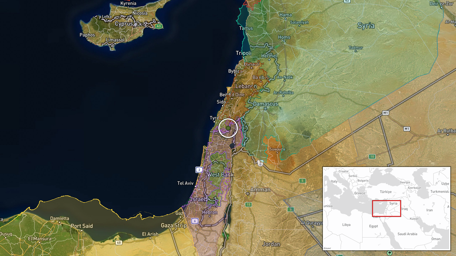 Nabatîyé — Combat location map