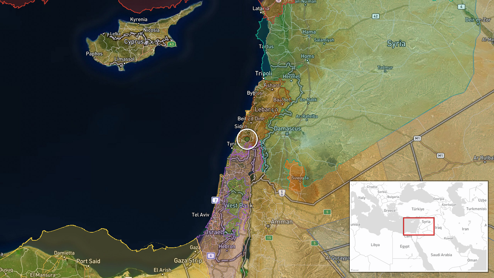 Nabatîyé — Combat location map