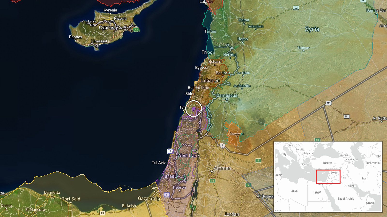 Nabatîyé — Combat location map