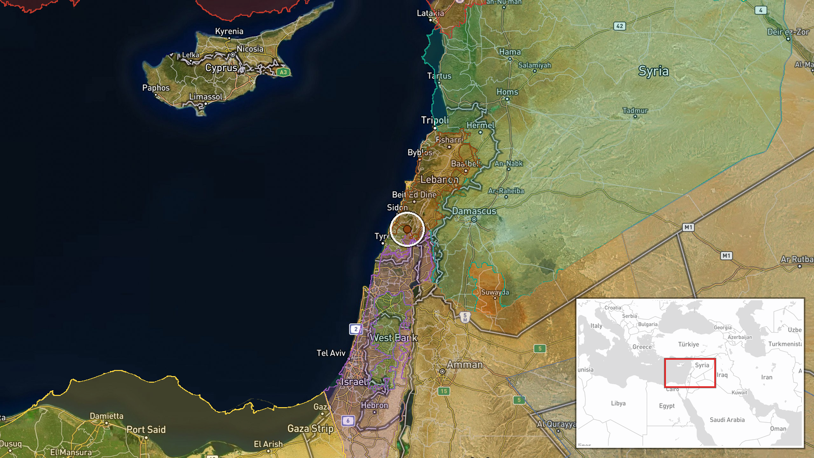 Nabatîyé — Combat location map