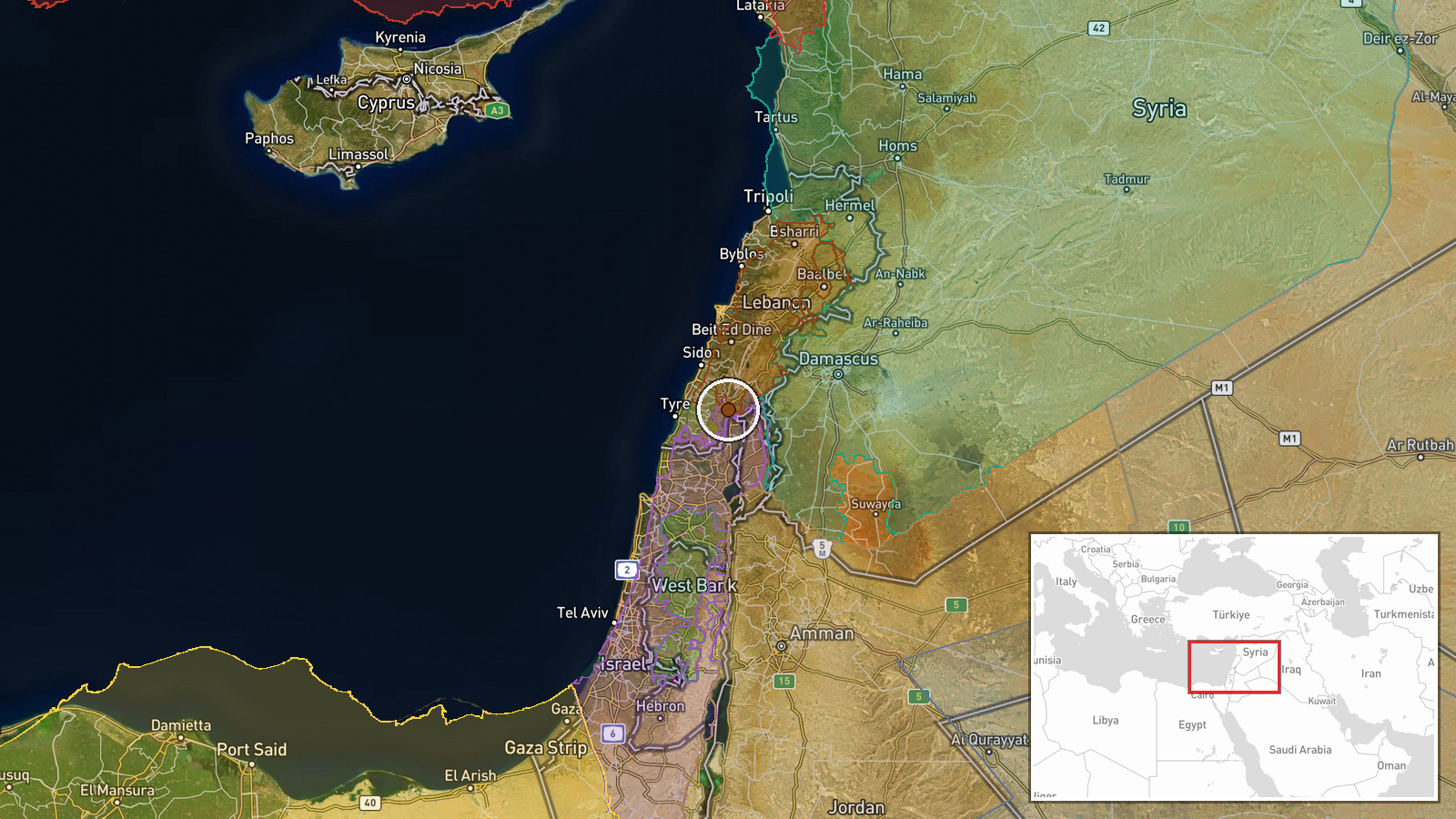 Nabatîyé — Combat location map