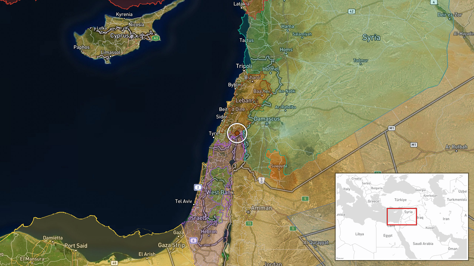 Nabatîyé — Combat location map