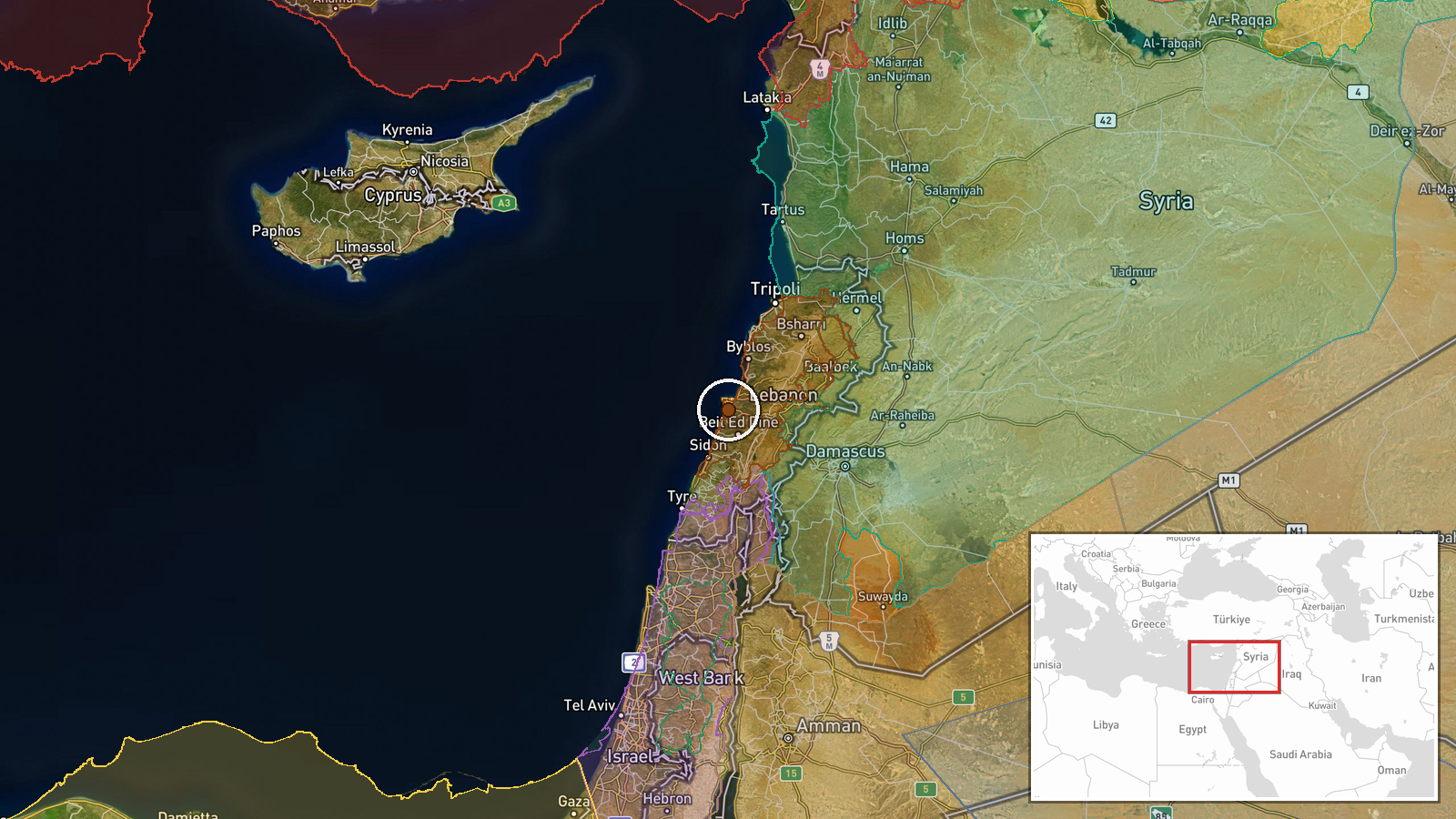 Mont-Liban — Combat location map