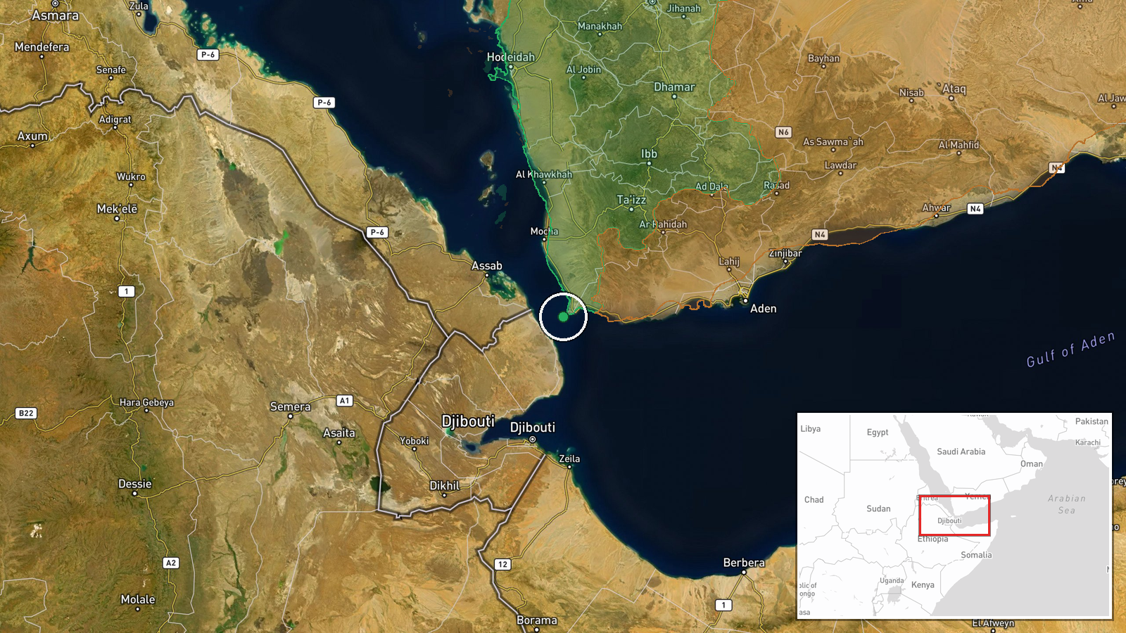 Yemen front — Combat location map