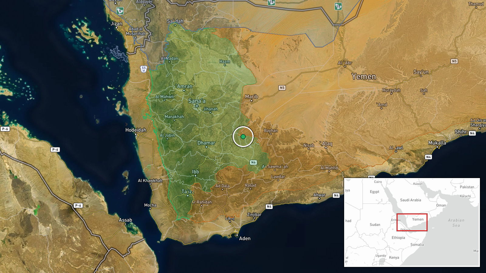 Ma'rib Governorate — Combat location map