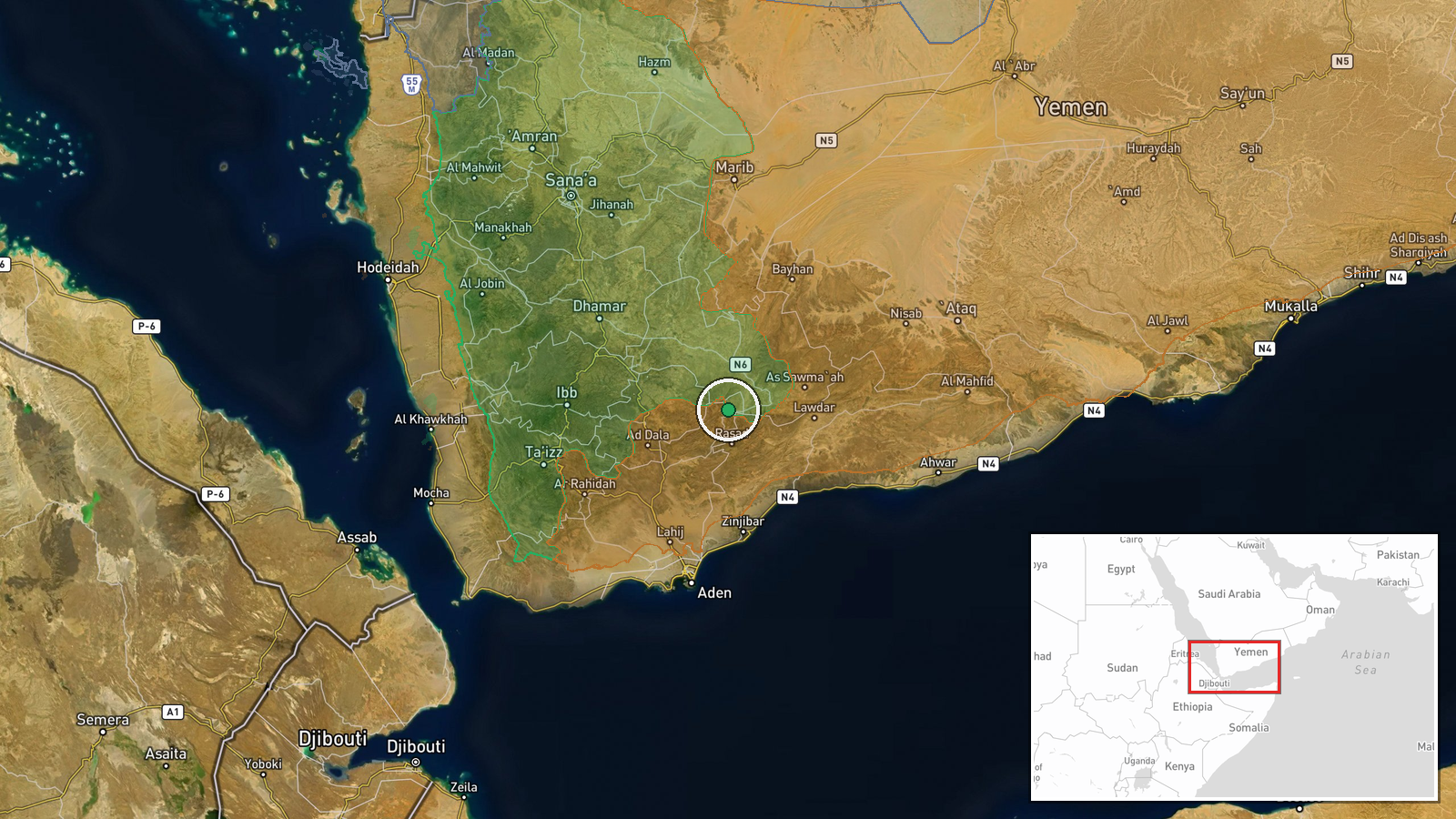 Lahij Governorate — Combat location map
