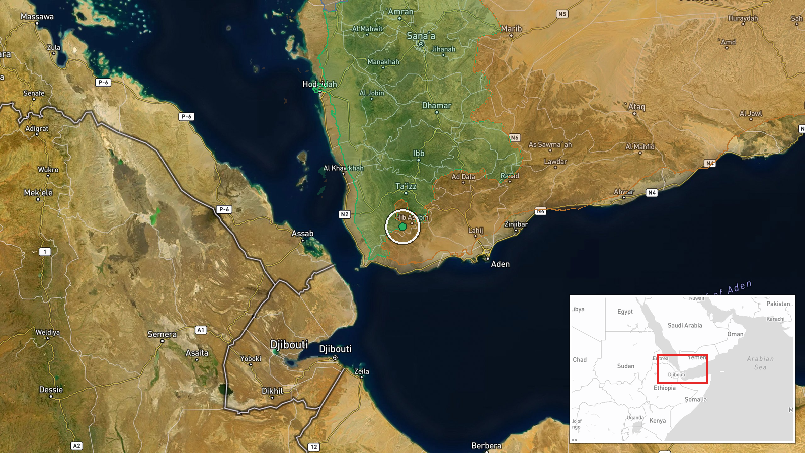Ta'izz Governorate — Combat location map