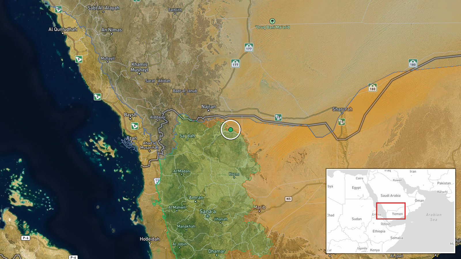 Sa'dah Governorate — Combat location map