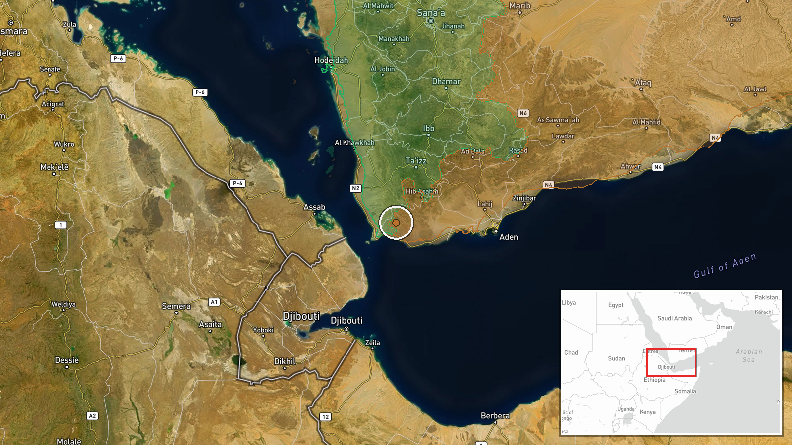 Lahij Governorate — Combat location map