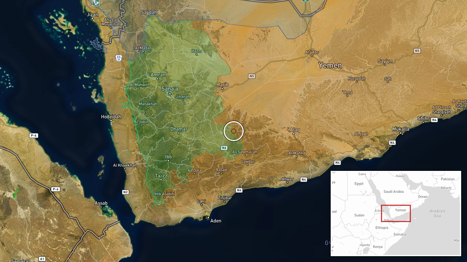 Al Bayda' Governorate — Combat location map