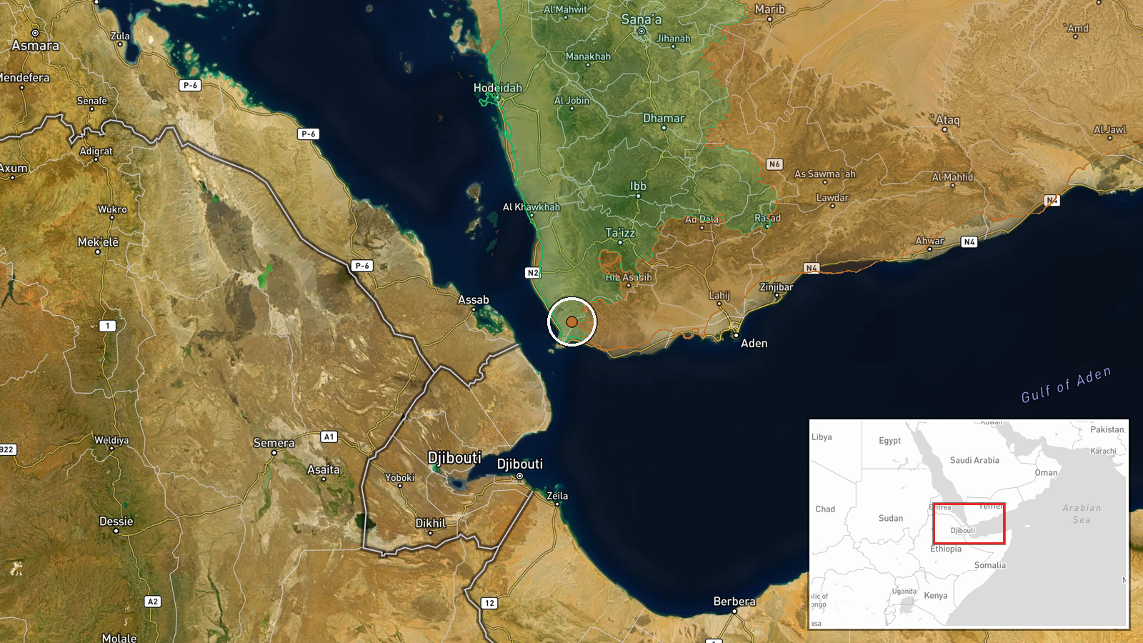 Ta'izz Governorate — Combat location map