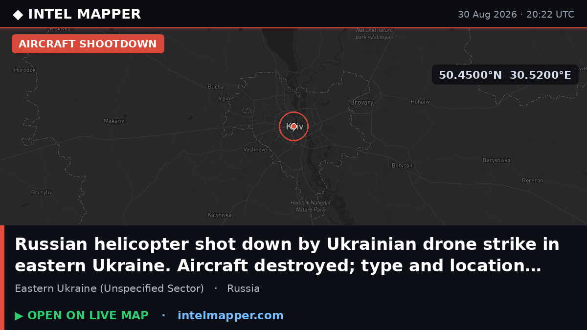 Eastern Ukraine (Unspecified Sector) — Aircraft Shootdown location map