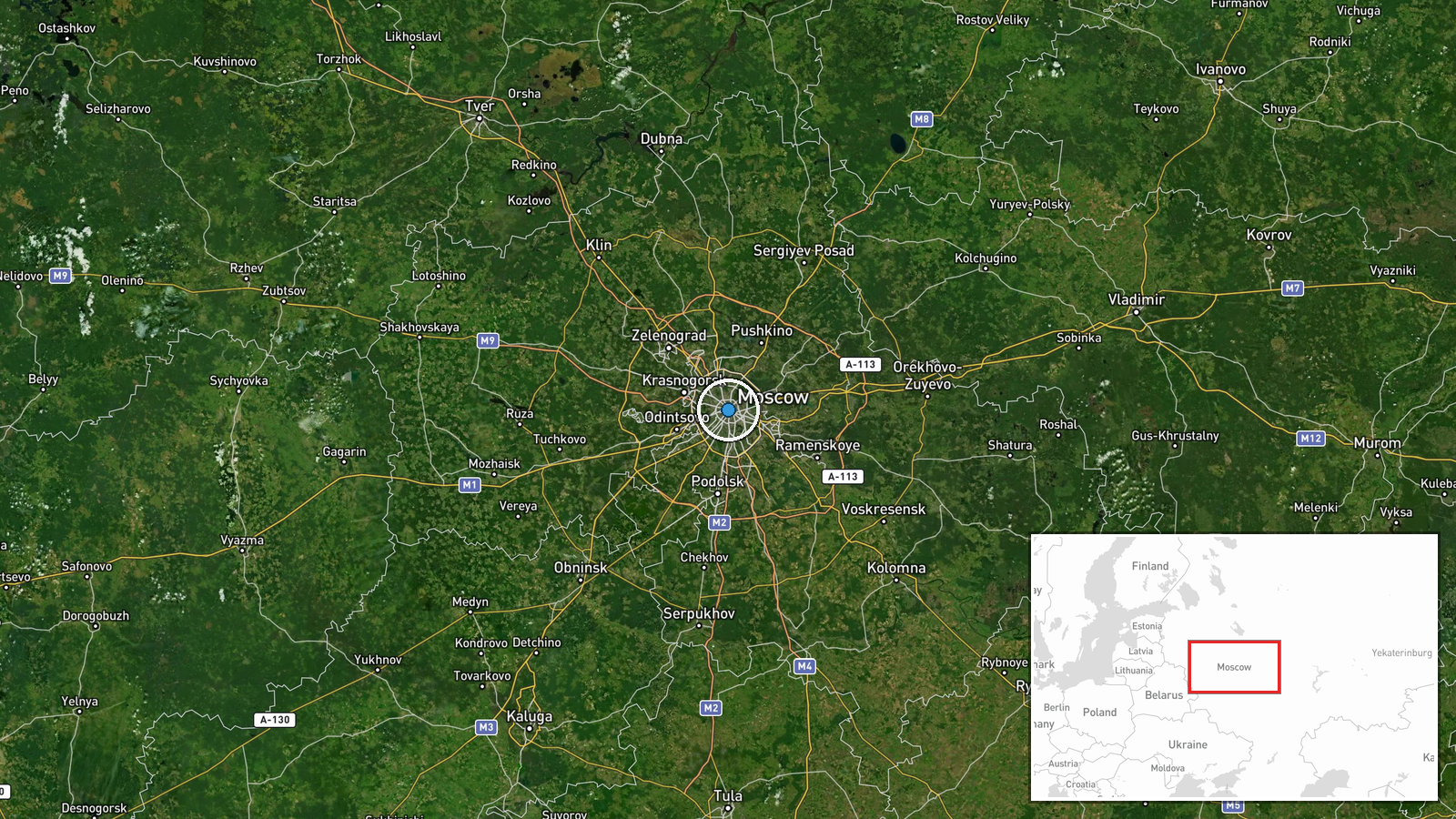 Moscow, Russia — UAS Strike location map