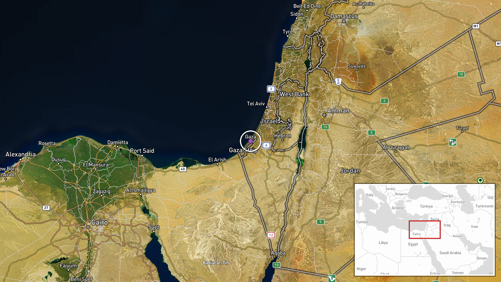 Gaza Strip, Palestine — Security location map