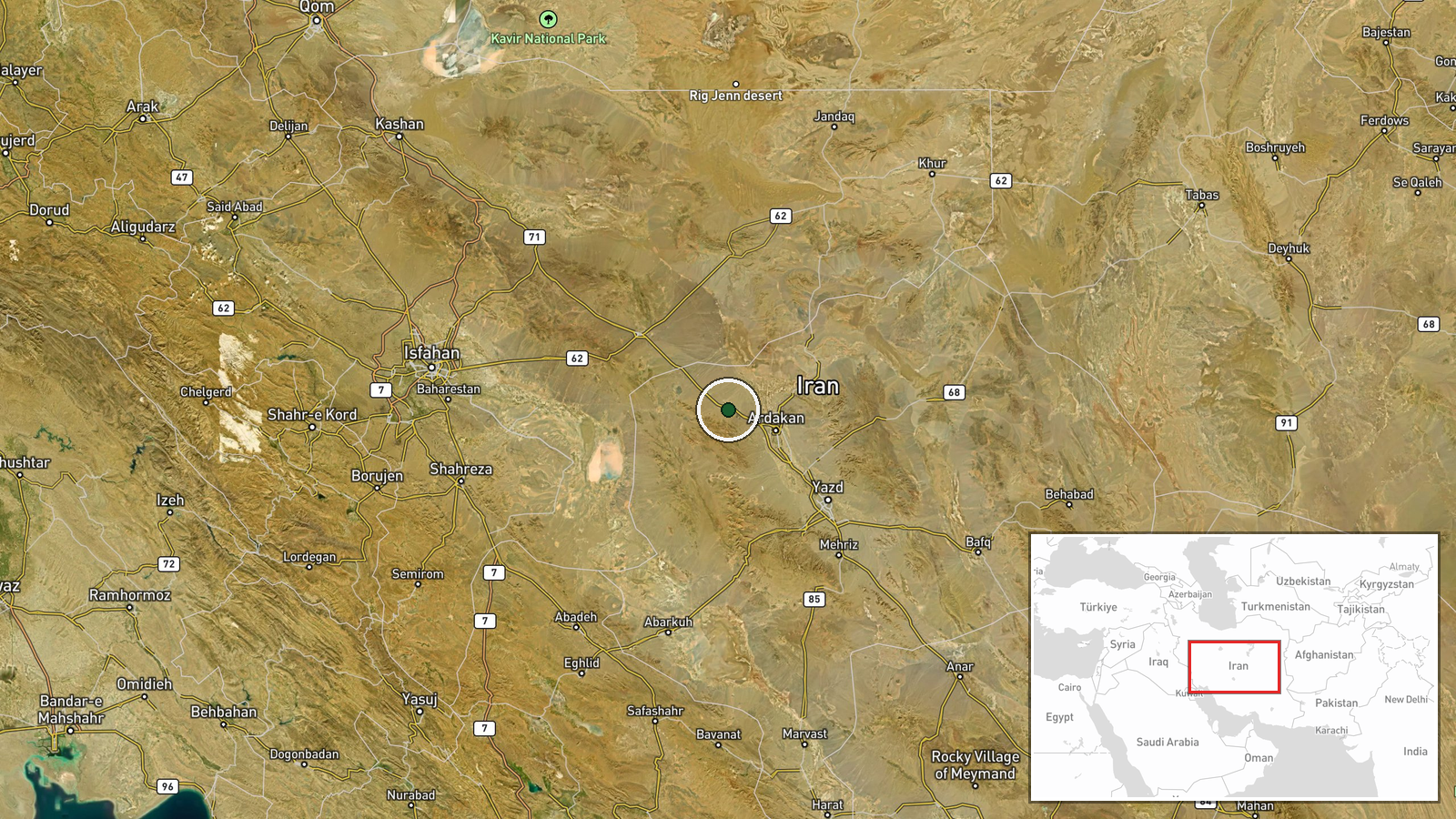Iran, Airspace — Siren location map