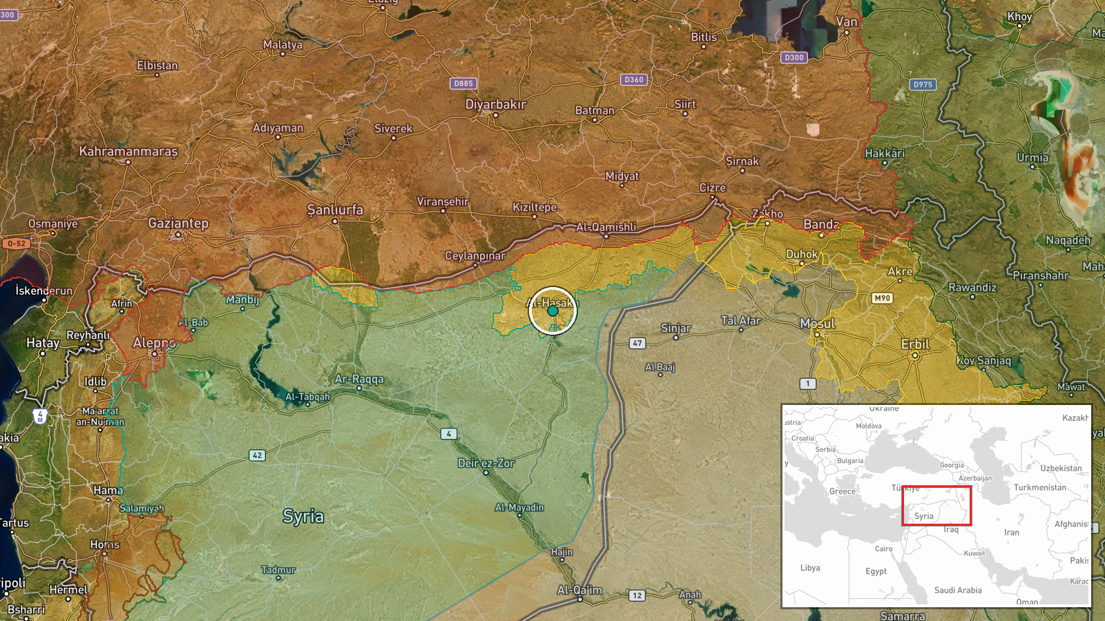Hasaka, Hasaka Governorate, Syria — Deployment location map