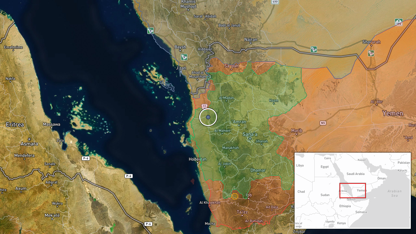 Al Hudaydah, Hajjah, Yemen — UAS Strike location map