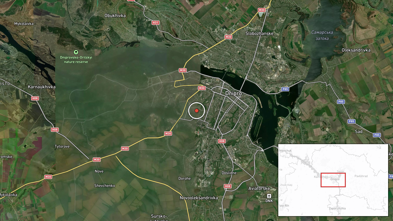 Dnipro, Dnipropetrovsk Oblast, Ukraine — UAS Strike location map
