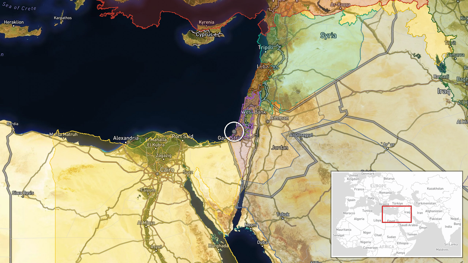 Gaza City, Gaza Strip — Security location map